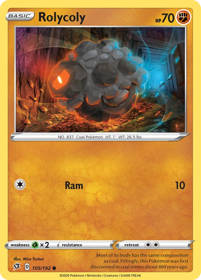 Rolycoly #105 Rebel Clash Pokemon card