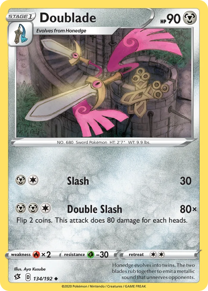 Doublade #134 Rebel Clash Pokemon card