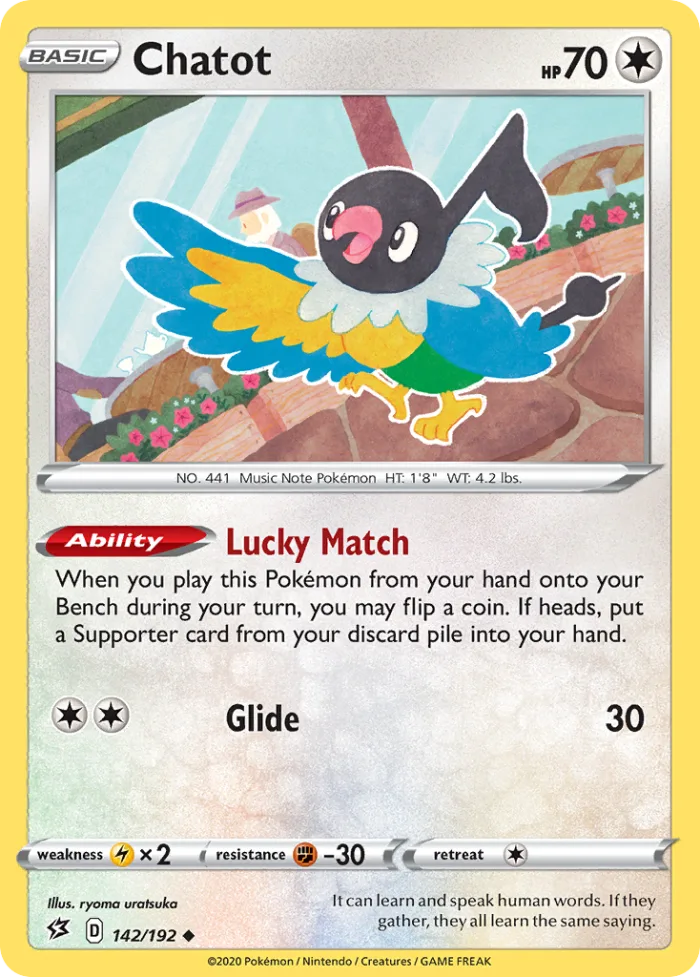 Chatot #142 Rebel Clash Pokemon card
