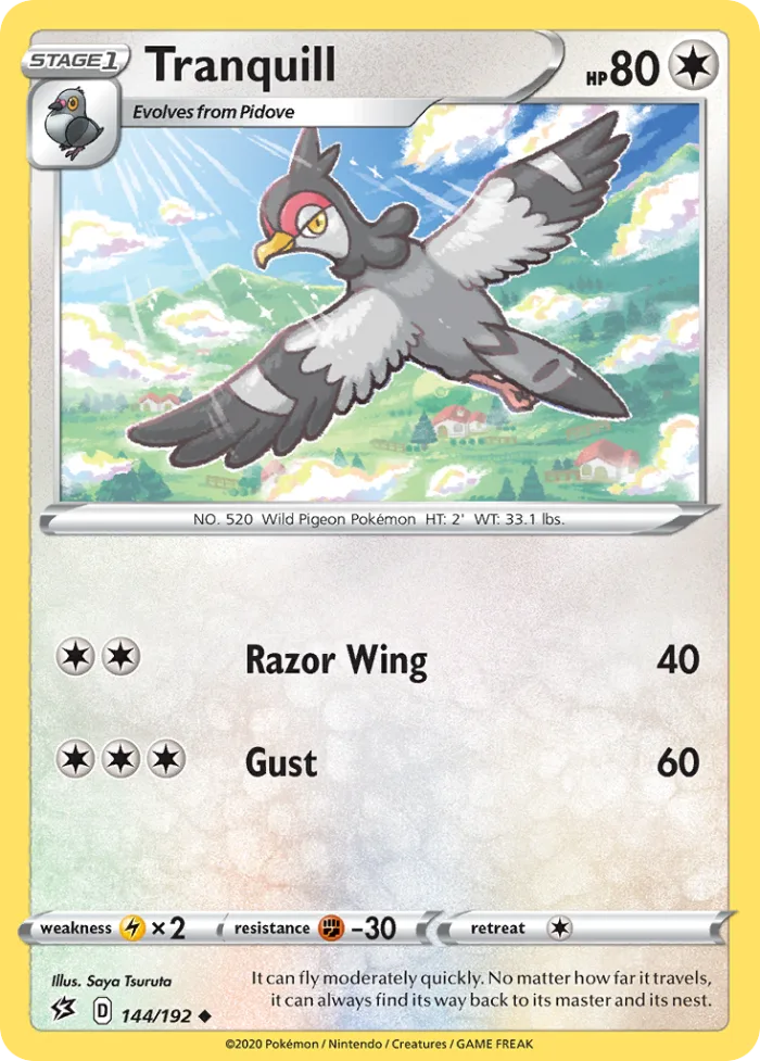 Tranquill #144 Rebel Clash Pokemon card