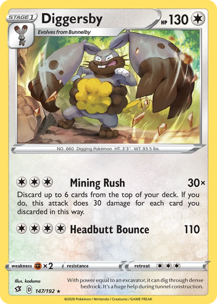 Diggersby #147 Rebel Clash Pokemon card