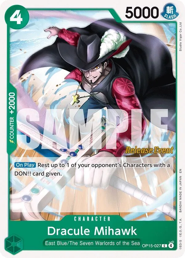Dracule Mihawk Promos: Adventure on Kami's Island card