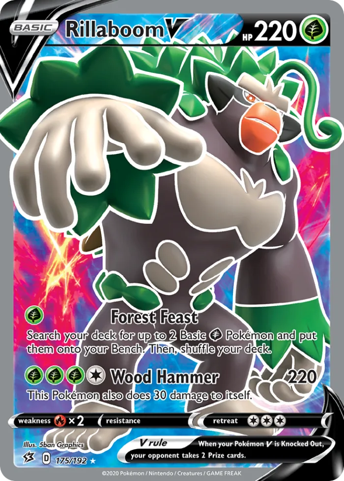 Rillaboom V #175 Rebel Clash Pokemon card