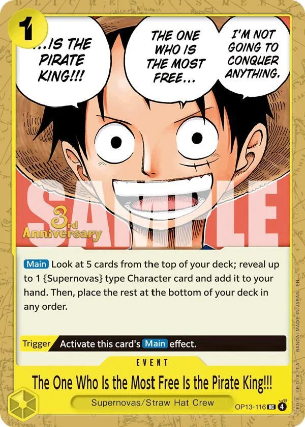 The One Who Is the Most Free Is the Pirate King!!! Promos: Carrying on his Will card