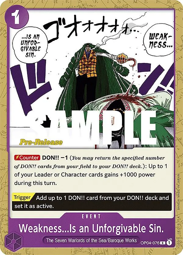 Weakness...Is an Unforgivable Sin. Promos: Kingdoms of Intrigue card