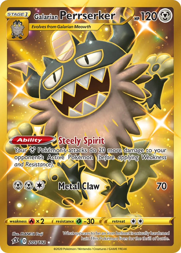 Galarian Perrserker #205 Rebel Clash Pokemon card