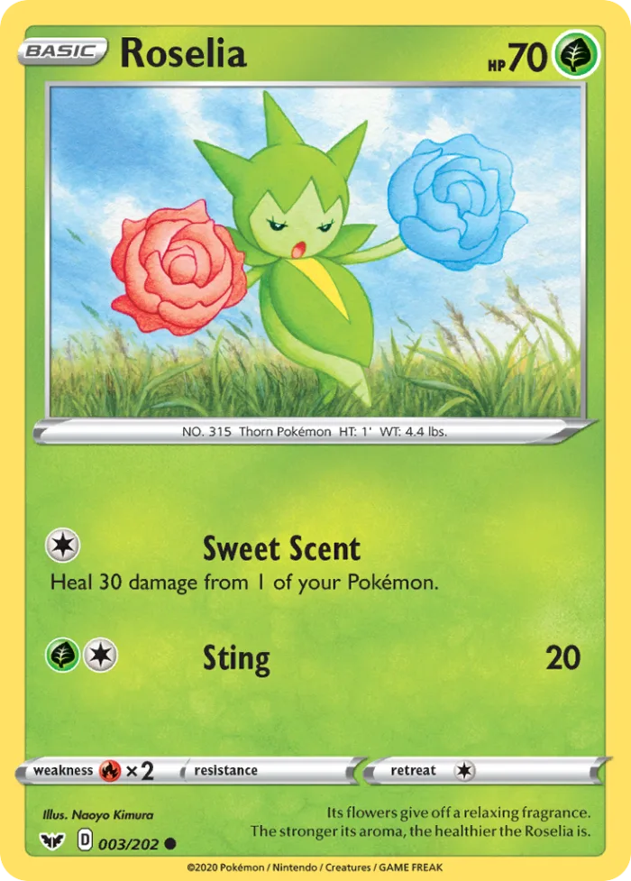 Roselia #3 Sword & Shield Pokemon card