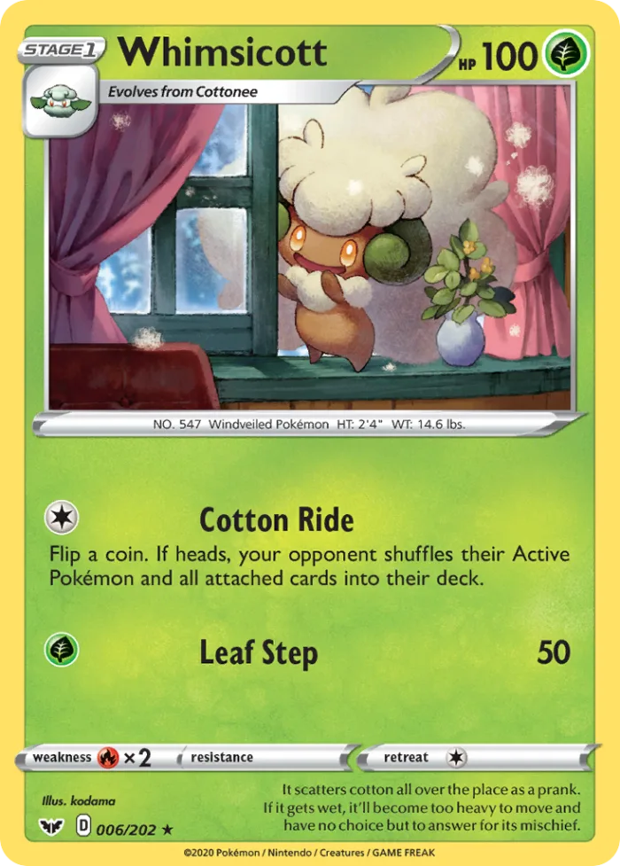 Whimsicott #6 Sword & Shield Pokemon card