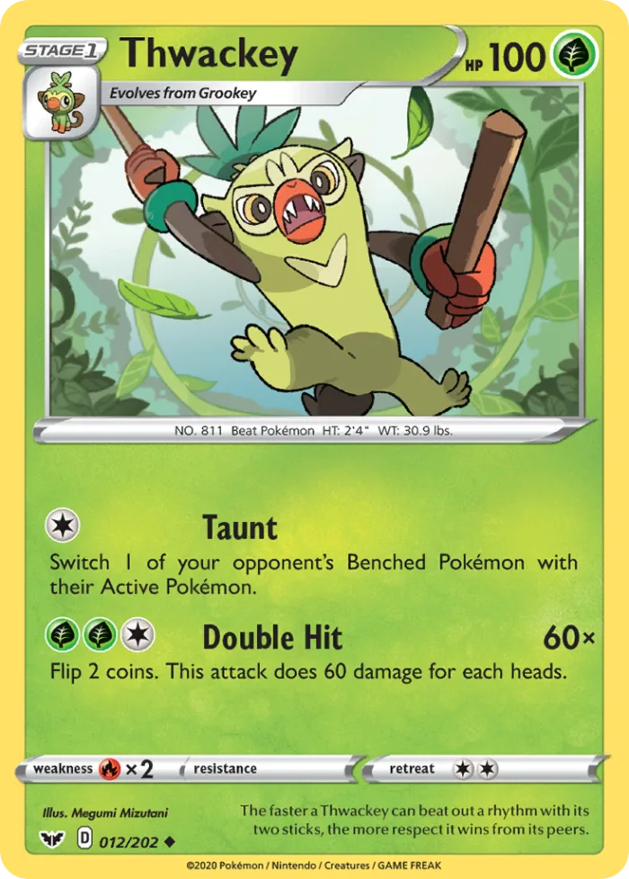 Thwackey #12 Sword & Shield Pokemon card