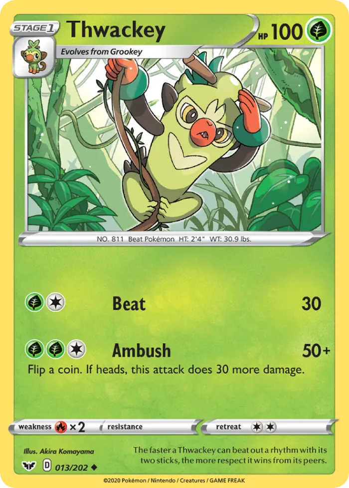 Thwackey #13 Sword & Shield Pokemon card