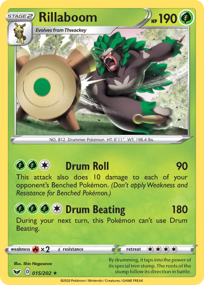 Rillaboom #15 Sword & Shield Pokemon card