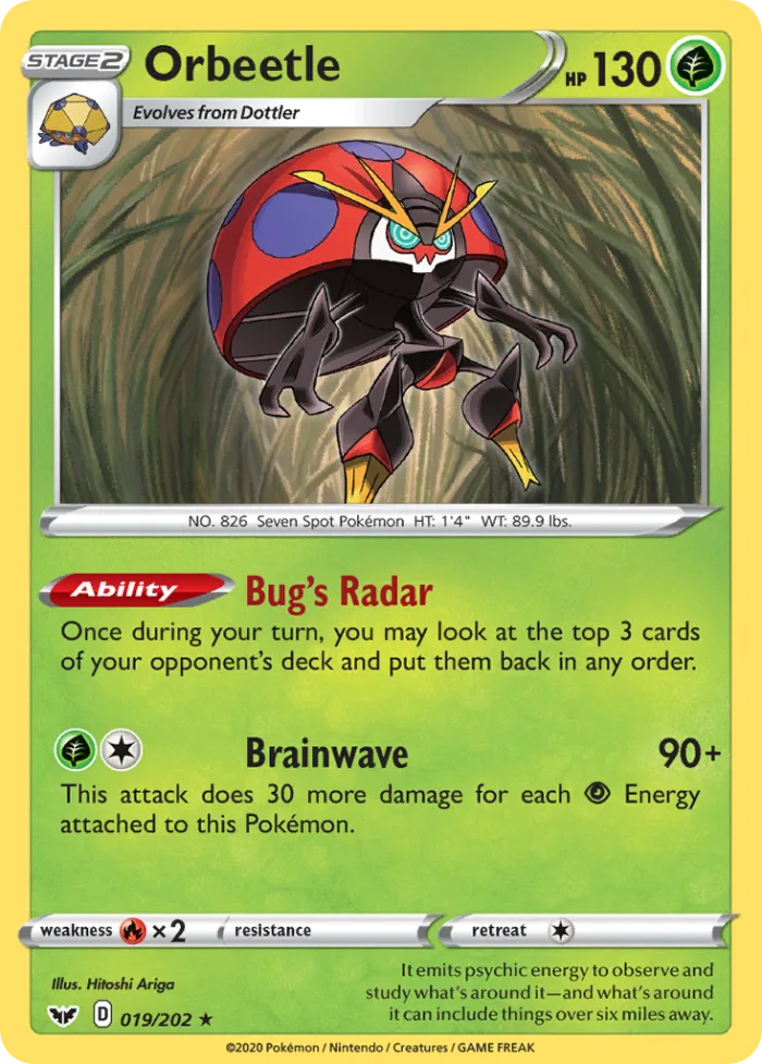 Orbeetle #19 Sword & Shield Pokemon card