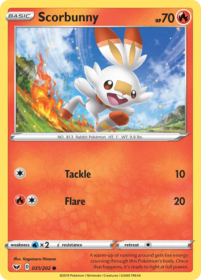 Scorbunny #31 Sword & Shield Pokemon card