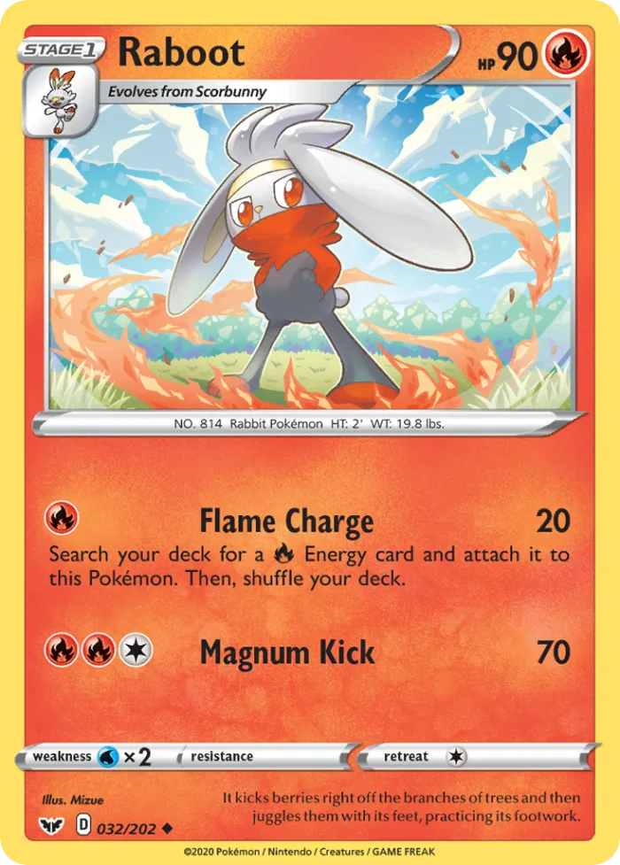 Raboot #32 Sword & Shield Pokemon card