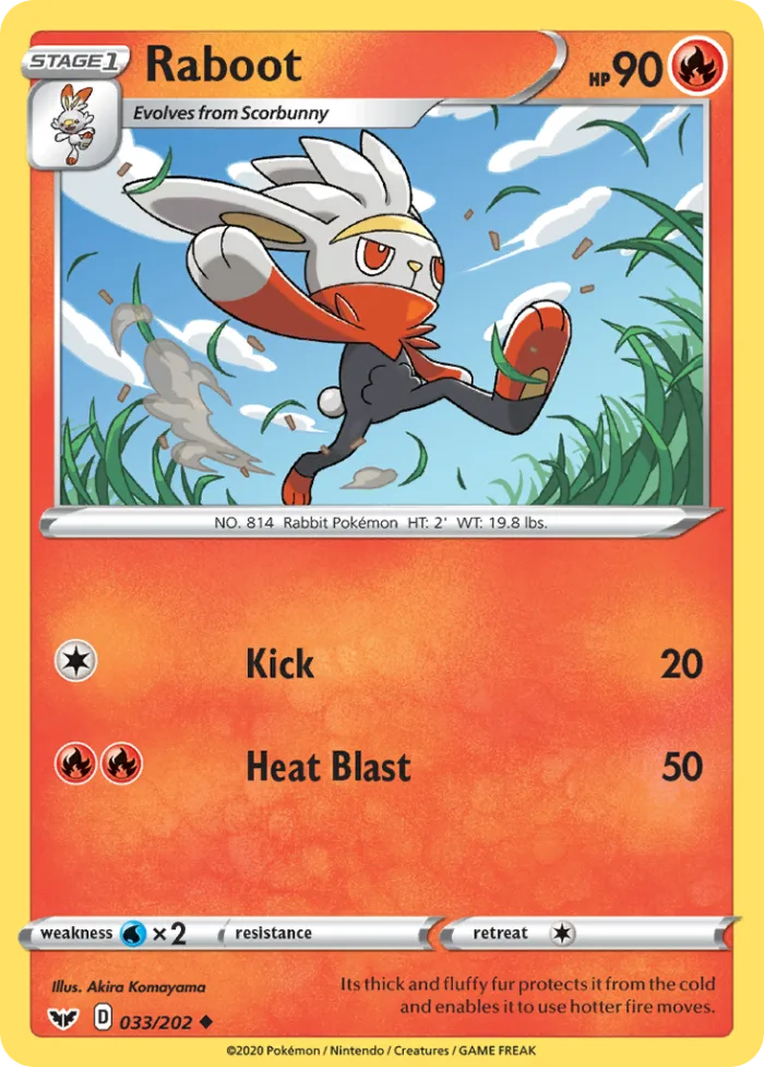Raboot #33 Sword & Shield Pokemon card