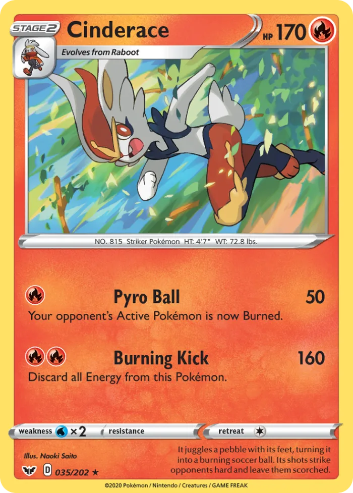 Cinderace #35 Sword & Shield Pokemon card