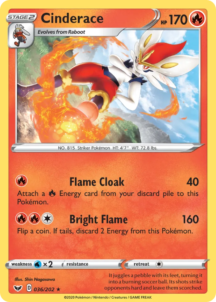 Cinderace #36 Sword & Shield Pokemon card