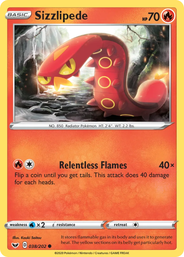 Sizzlipede #38 Sword & Shield Pokemon card
