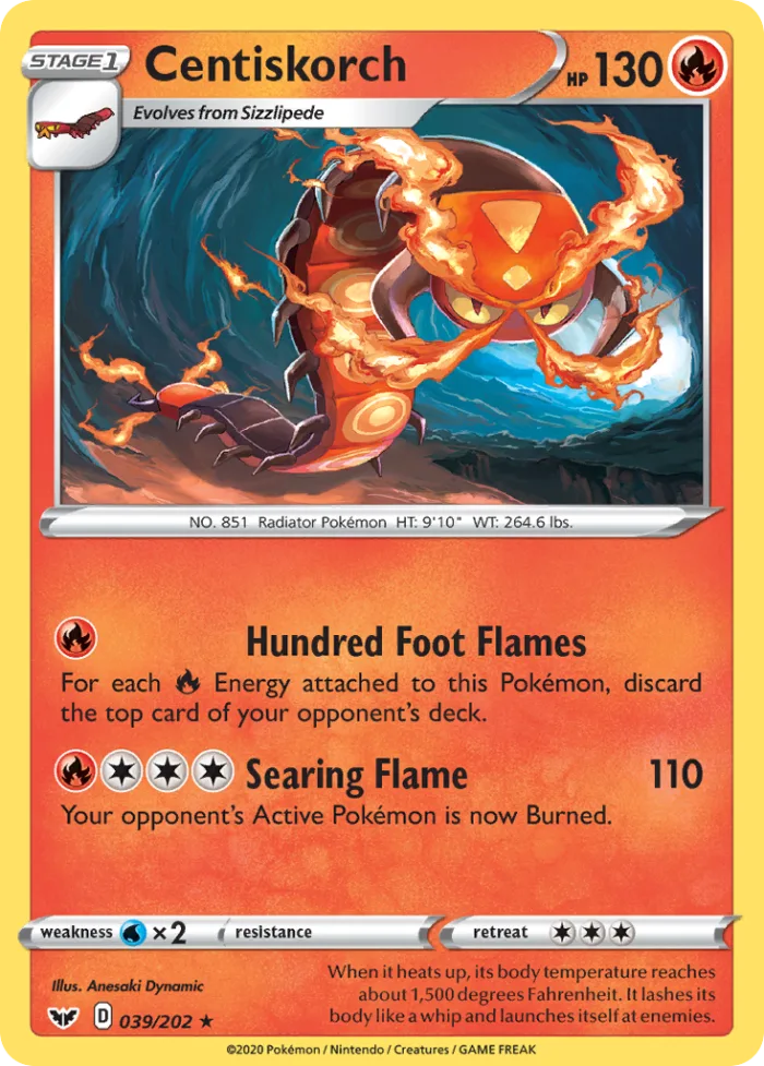 Centiskorch #39 Sword & Shield Pokemon card