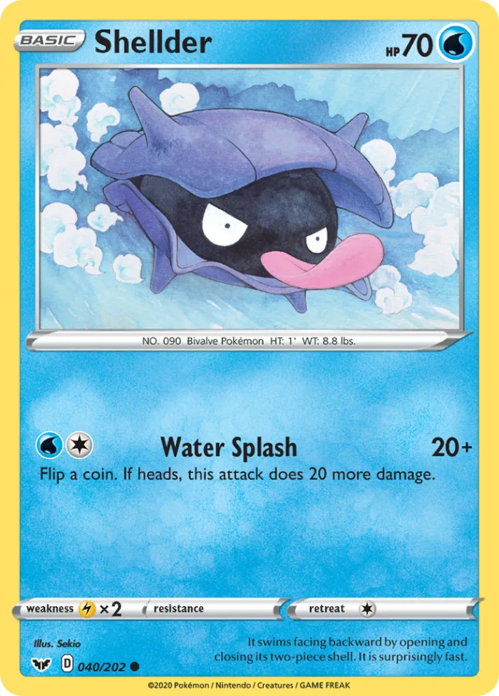 Shellder #40 Sword & Shield Pokemon card