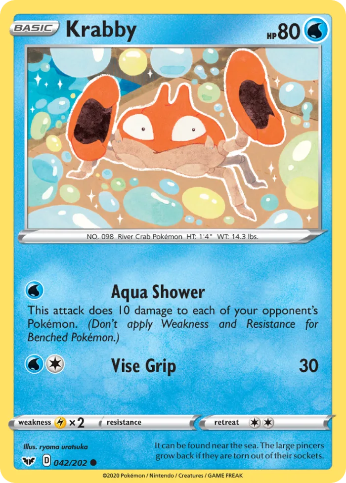 Krabby #42 Sword & Shield Pokemon card