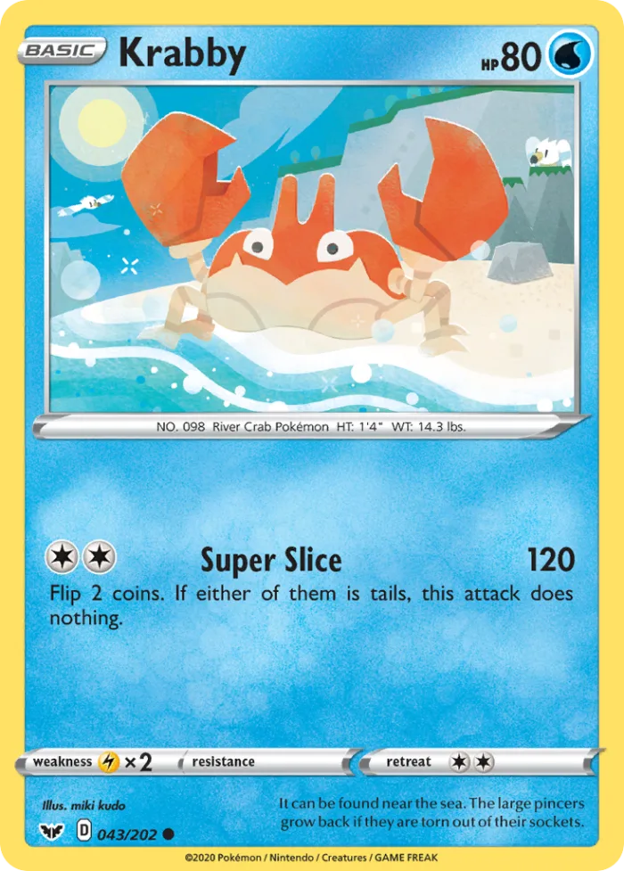 Krabby #43 Sword & Shield Pokemon card