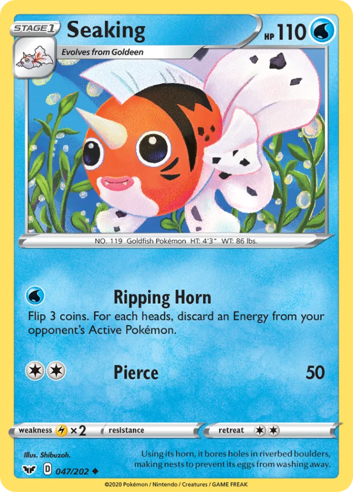 Seaking #47 Sword & Shield Pokemon card