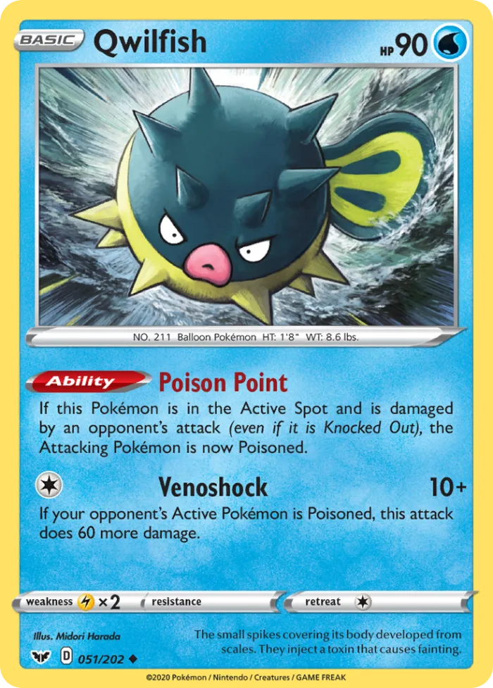Qwilfish #51 Sword & Shield Pokemon card