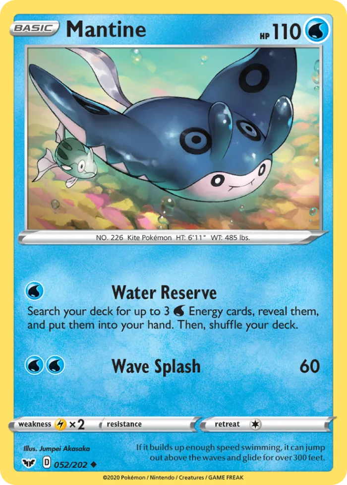Mantine #52 Sword & Shield Pokemon card