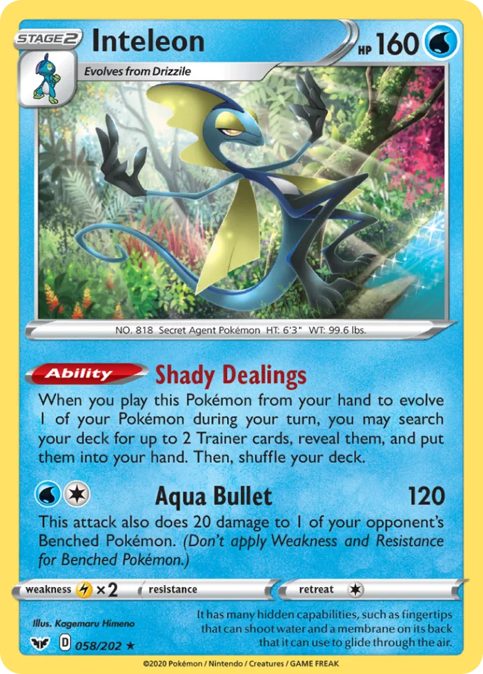 Inteleon #58 Sword & Shield Pokemon card
