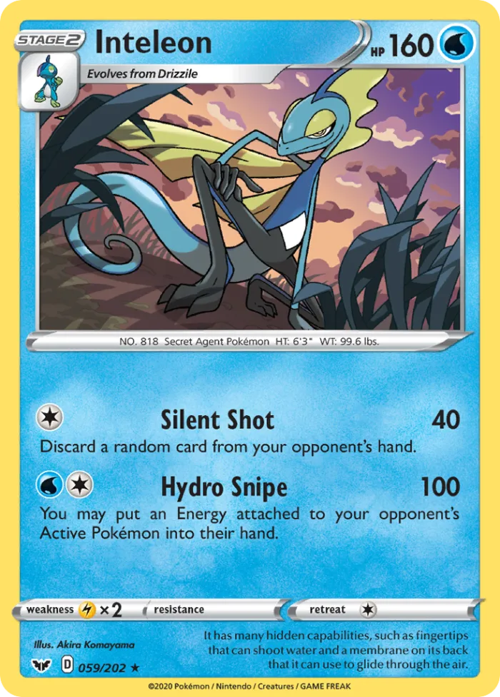 Inteleon #59 Sword & Shield Pokemon card