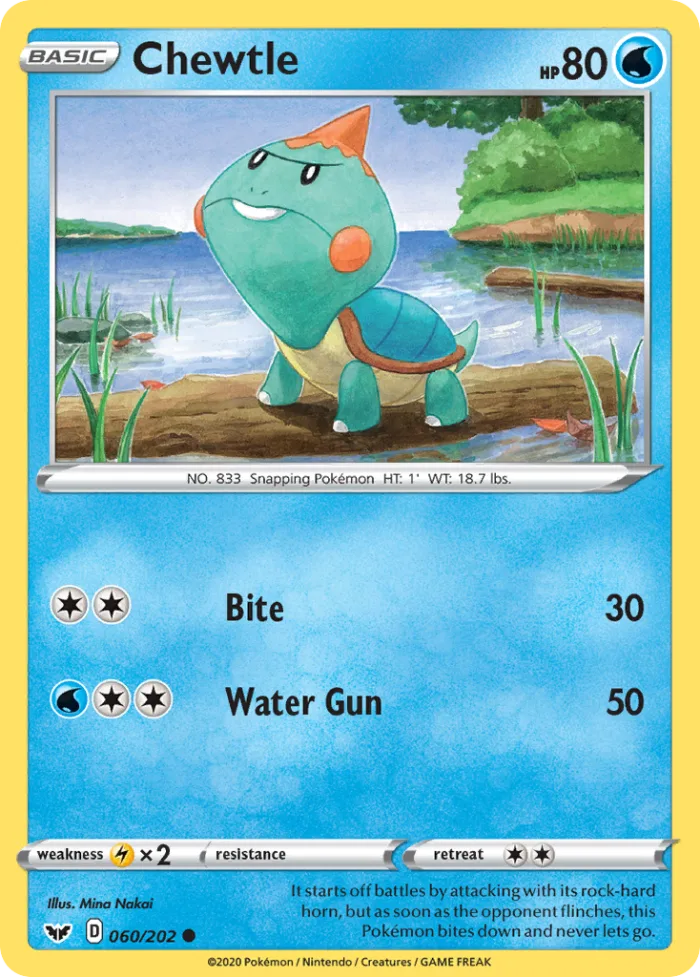Chewtle #60 Sword & Shield Pokemon card