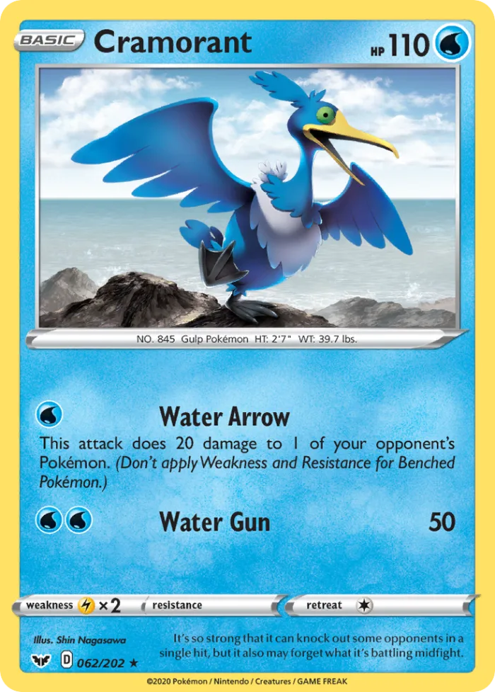 Cramorant #62 Sword & Shield Pokemon card