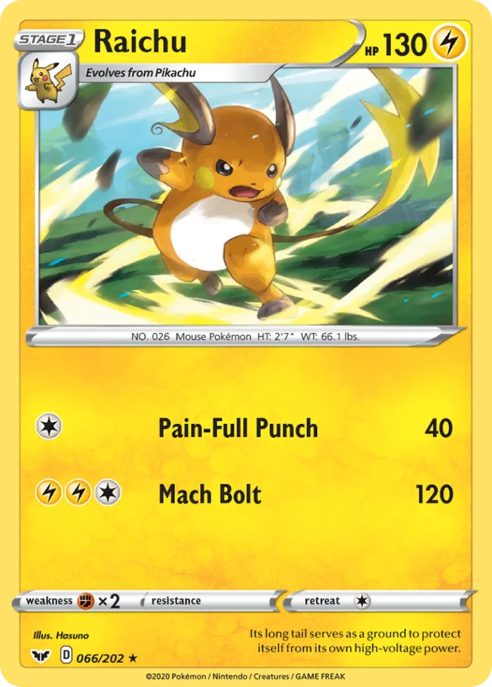 Raichu #66 Sword & Shield Pokemon card