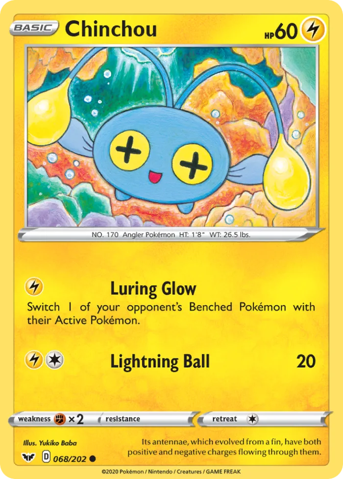 Chinchou #68 Sword & Shield Pokemon card