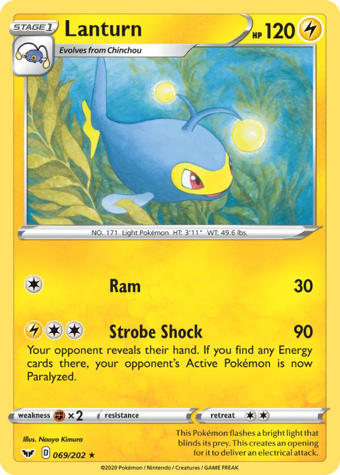 Lanturn #69 Sword & Shield Pokemon card