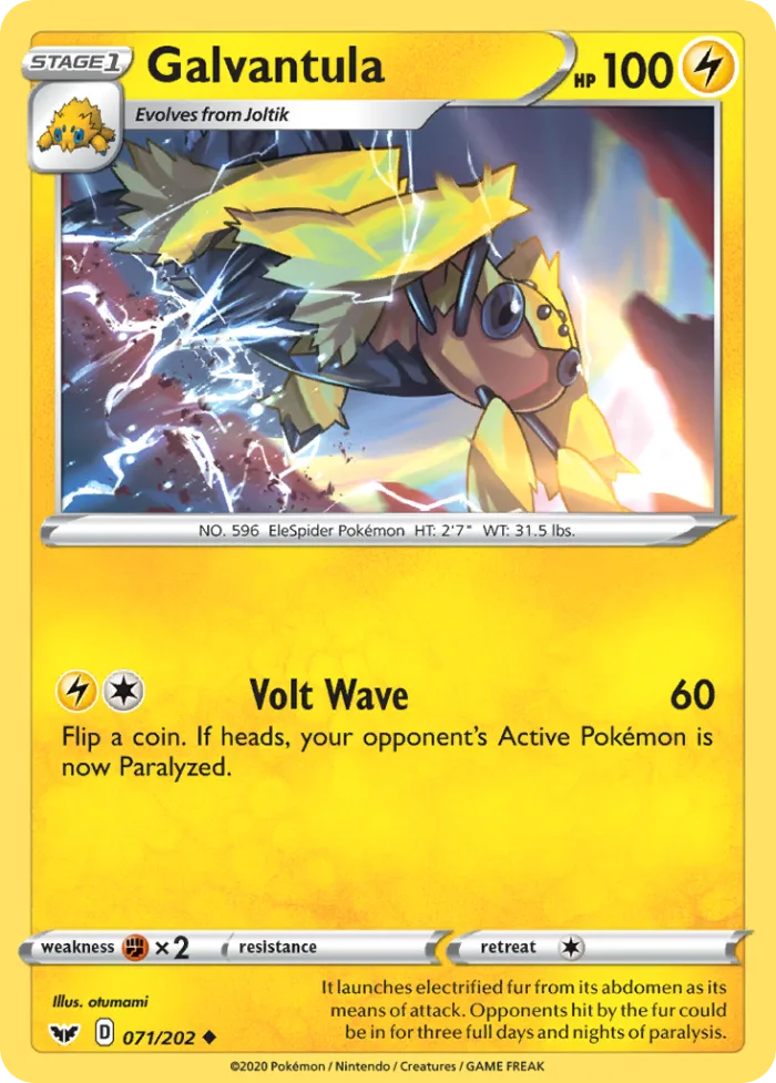 Galvantula #71 Sword & Shield Pokemon card