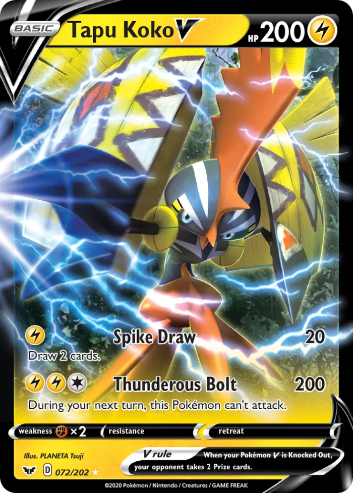 Tapu Koko V #72 Sword & Shield Pokemon card