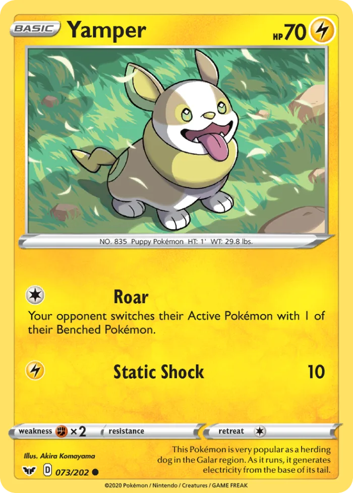 Yamper #73 Sword & Shield Pokemon card