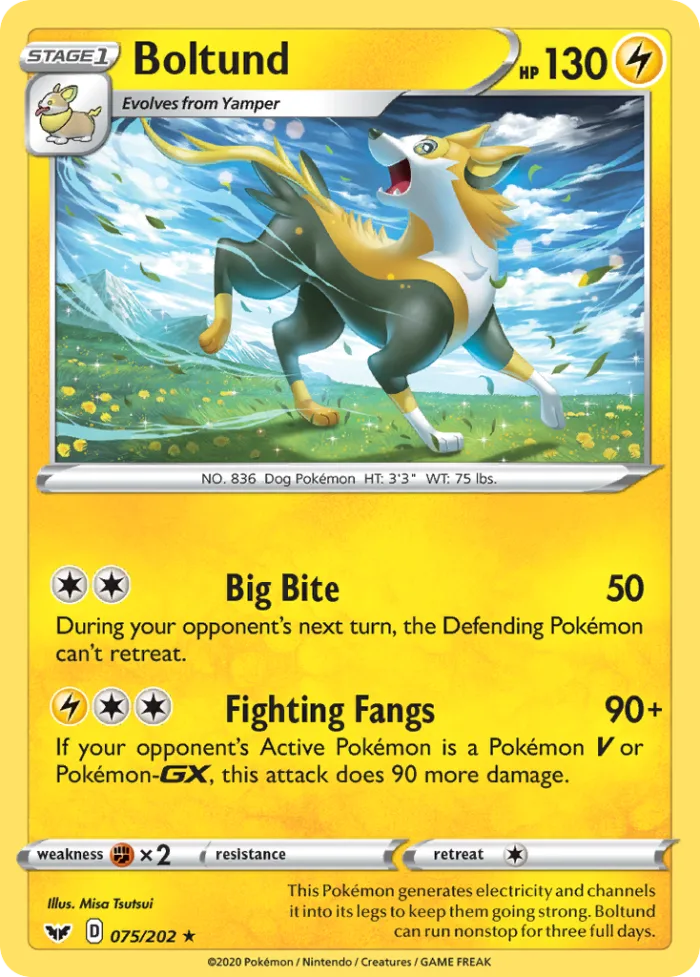 Boltund #75 Sword & Shield Pokemon card