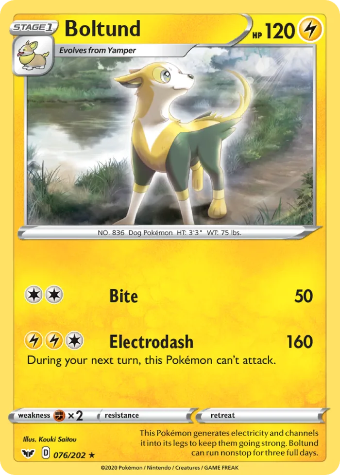 Boltund #76 Sword & Shield Pokemon card