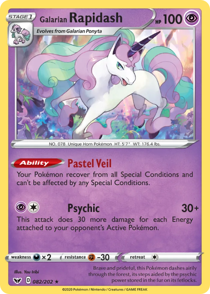Galarian Rapidash #82 Sword & Shield Pokemon card