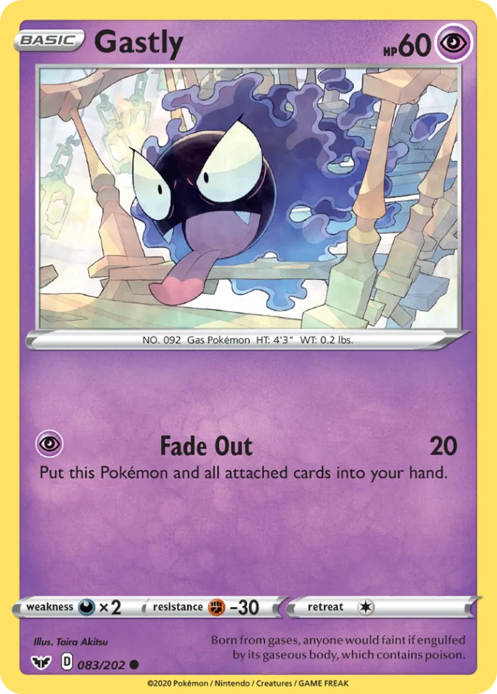 Gastly #83 Sword & Shield Pokemon card