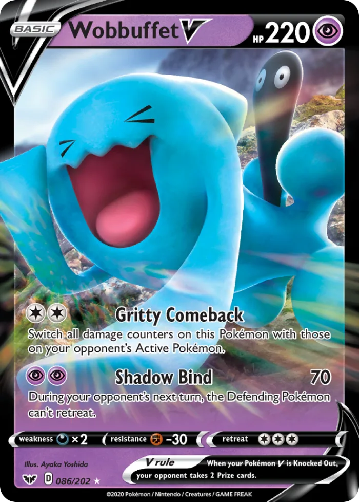 Wobbuffet V #86 Sword & Shield Pokemon card