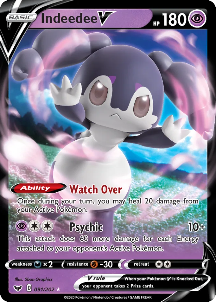 Indeedee V #91 Sword & Shield Pokemon card