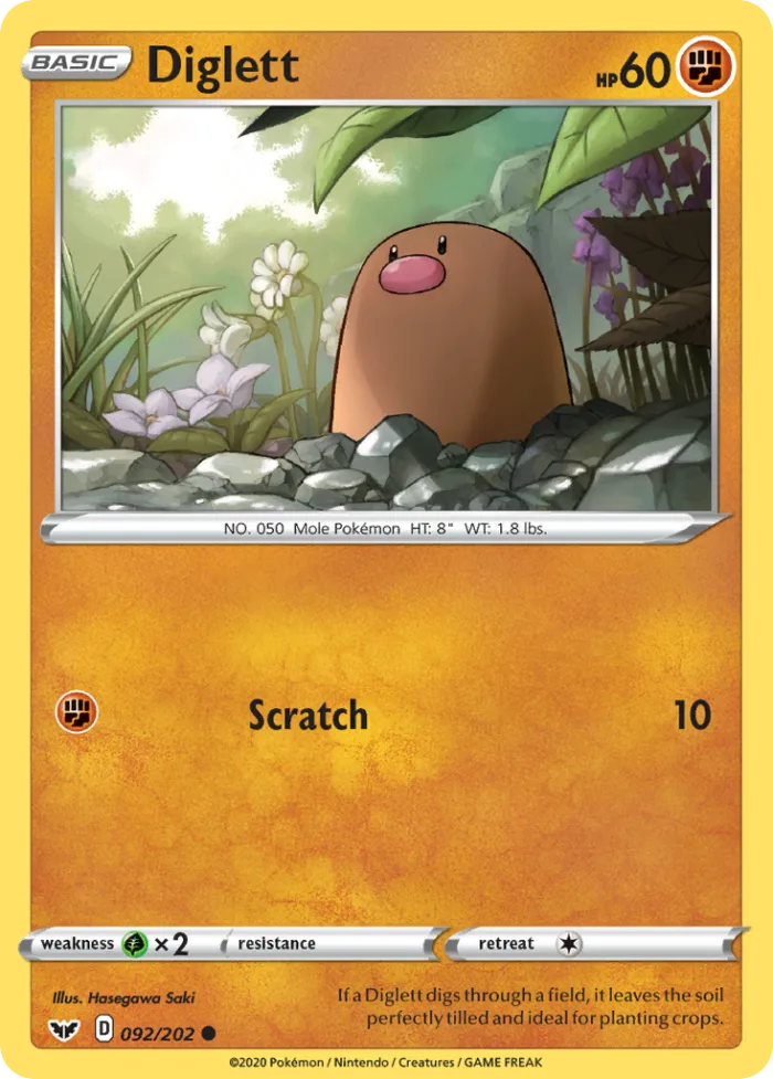 Diglett #92 Sword & Shield Pokemon card