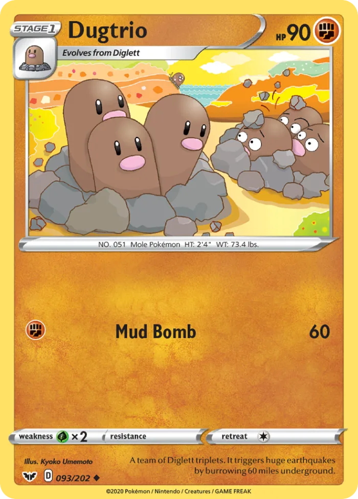 Dugtrio #93 Sword & Shield Pokemon card