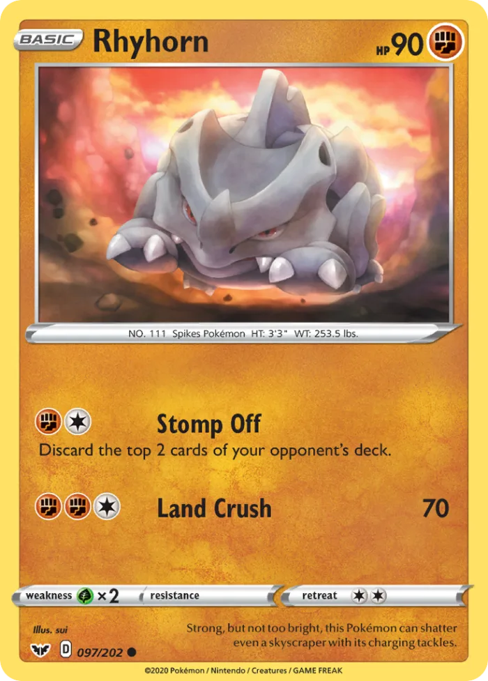 Rhyhorn #97 Sword & Shield Pokemon card