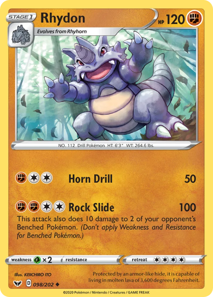Rhydon #98 Sword & Shield Pokemon card