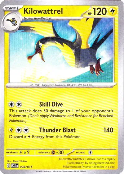 Kilowattrel #008 McDonald's Collection 2023 Pokemon card